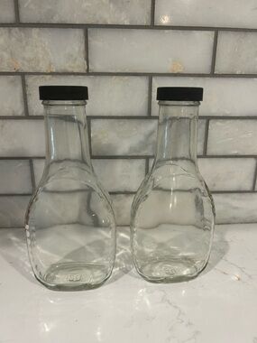 Clear Glass Thick Wall Bottle Banjo Bottle Decorative Bottle 8oz set of 2